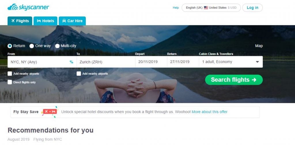 Skyscanner to book cheapest flight
