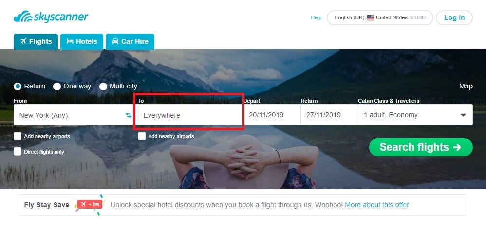 cheapest flight booking using skyscanner