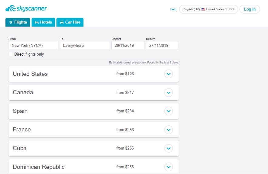 skyscanner search everywhere  features
