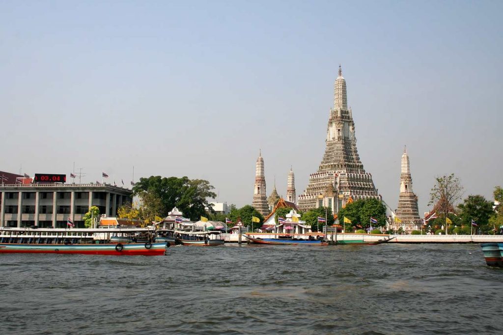 View of Wat Arun while crossing the River