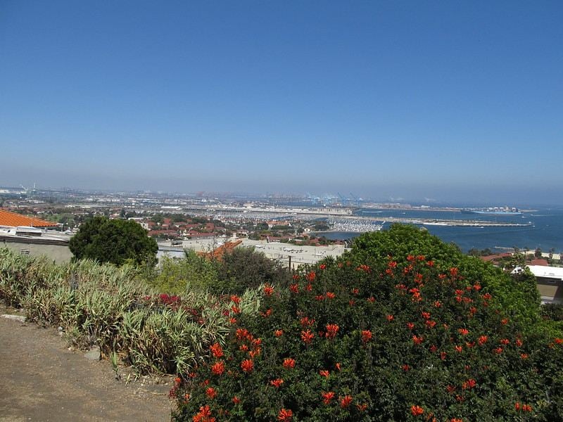 View of Port of Los Angeles and Port of Long Beach from San Pedro